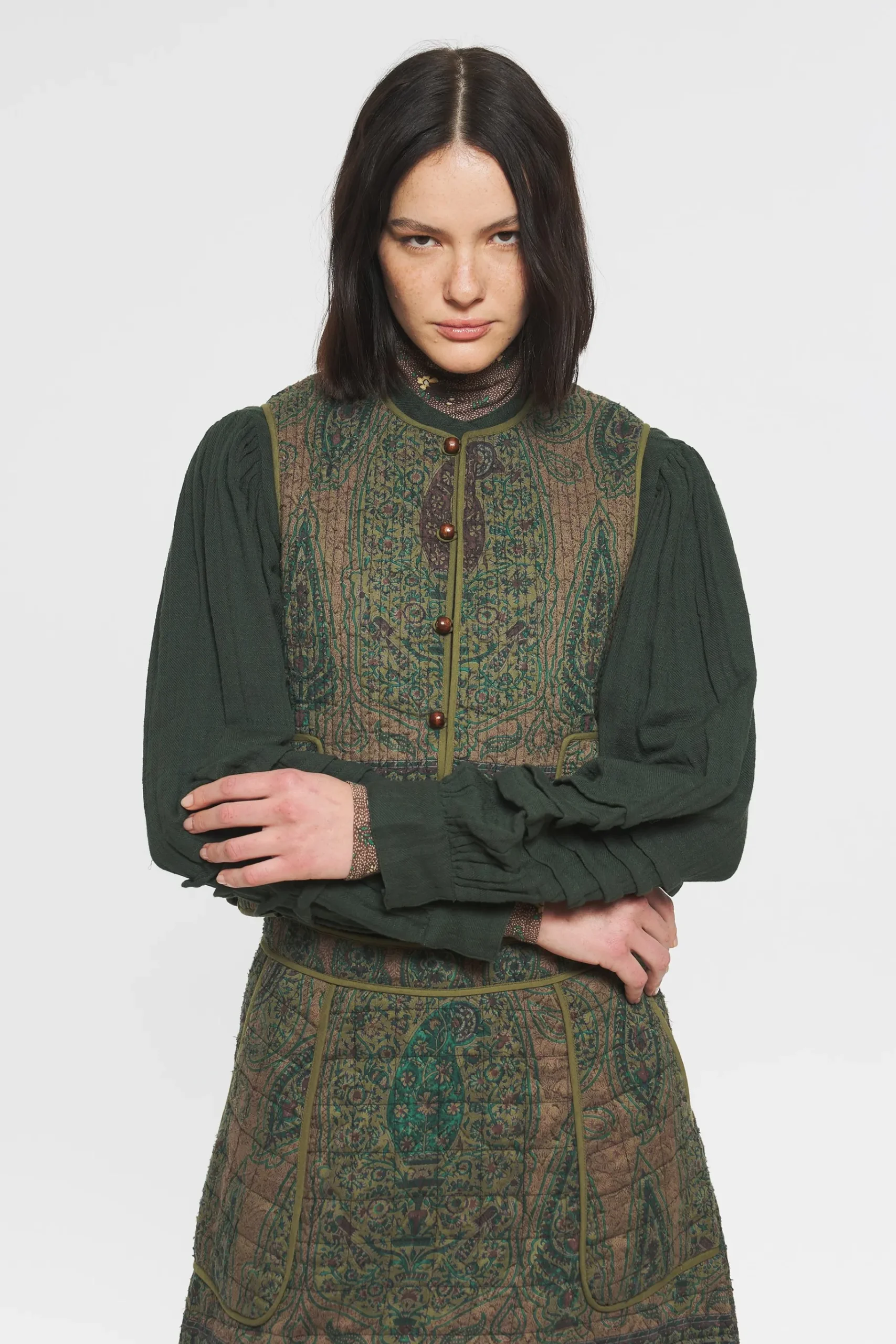 ANTIK BATIK Tajaro Gilet Green Online