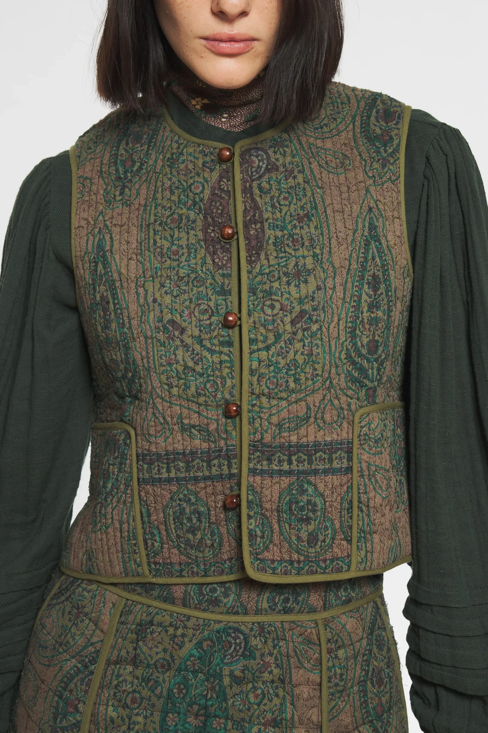 ANTIK BATIK Tajaro Gilet Green Online