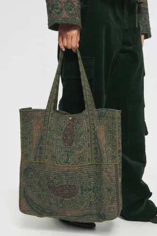 ANTIK BATIK Tajaro Tote bag Green New