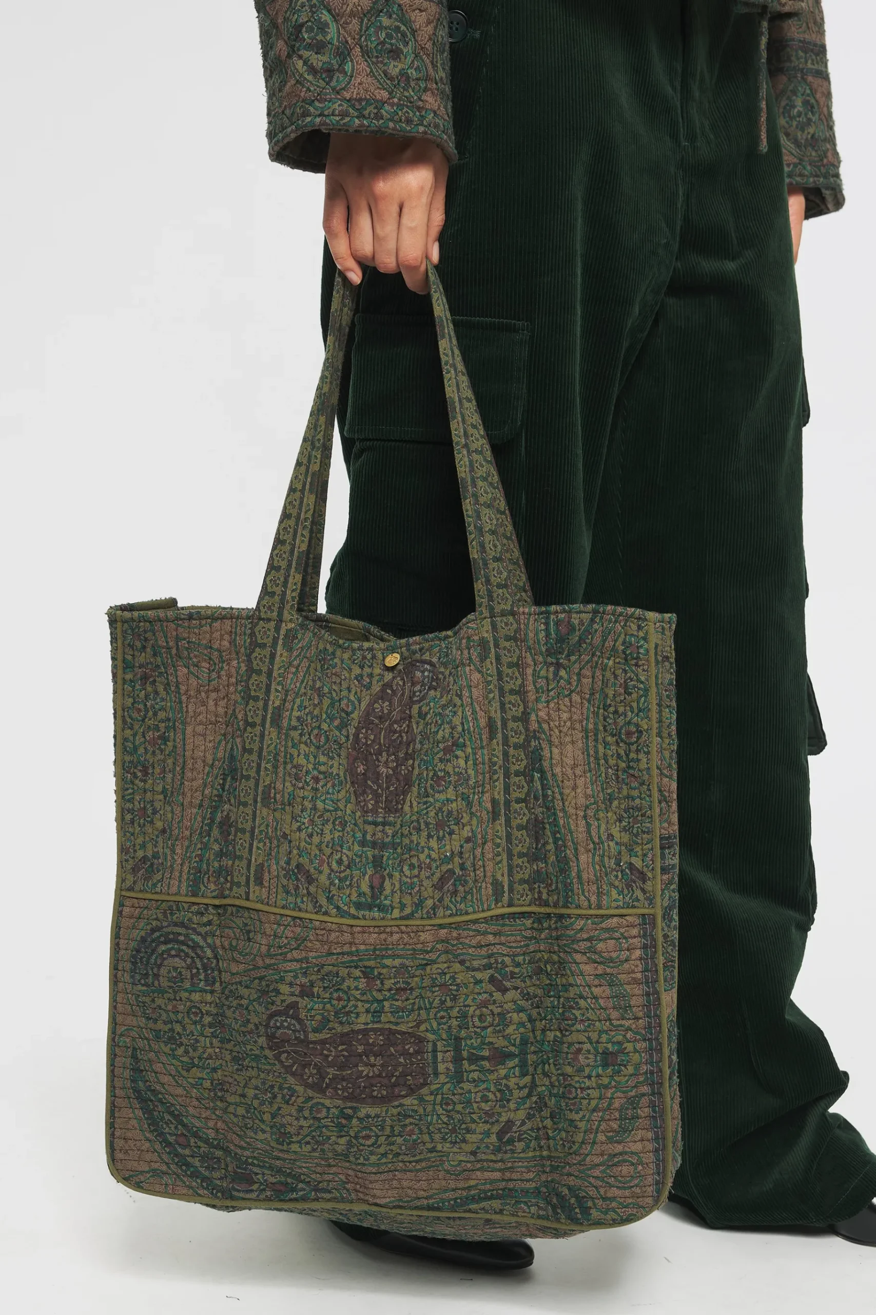 ANTIK BATIK Tajaro Tote bag Green New