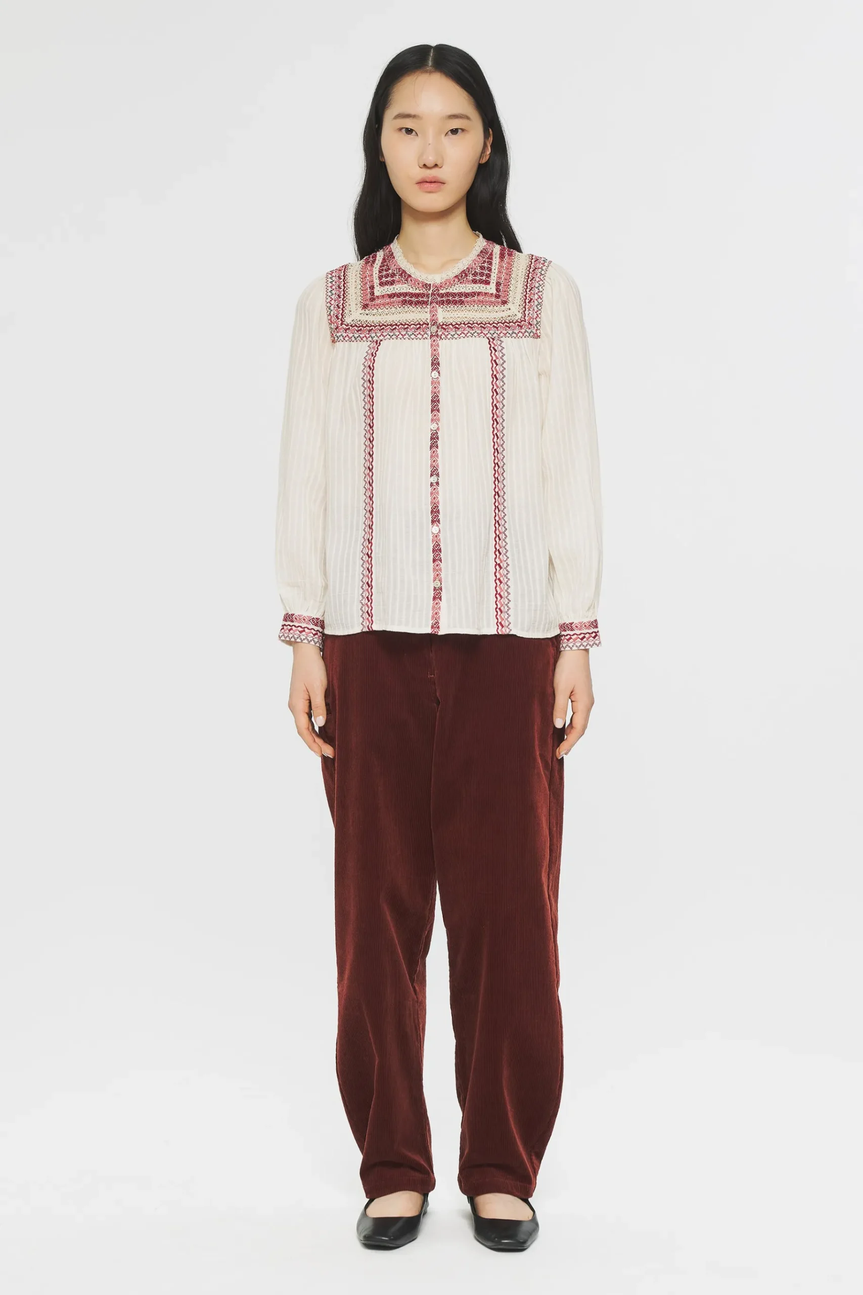 ANTIK BATIK Tamara Embroidered blouse Cream Cheap