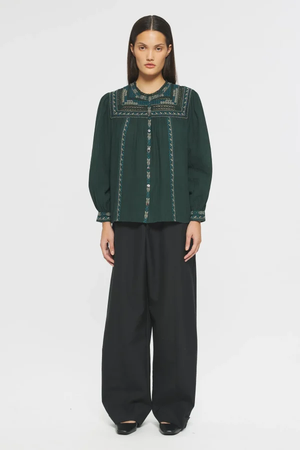 ANTIK BATIK Tamara Embroidered blouse Green Hot