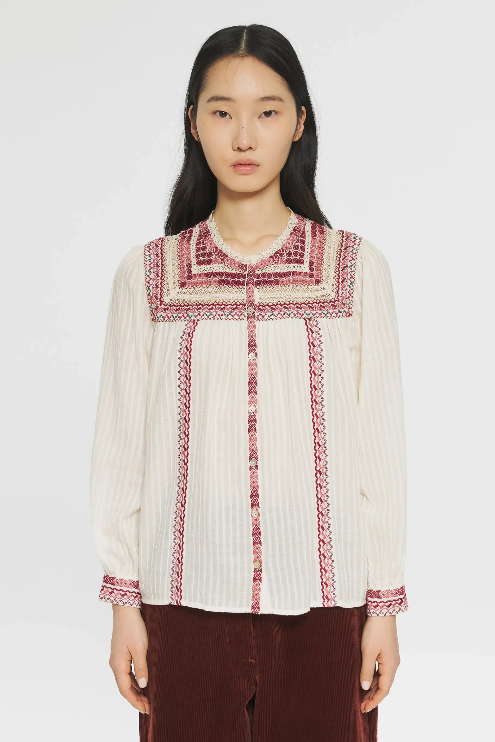 ANTIK BATIK Tamara Embroidered blouse Cream Cheap
