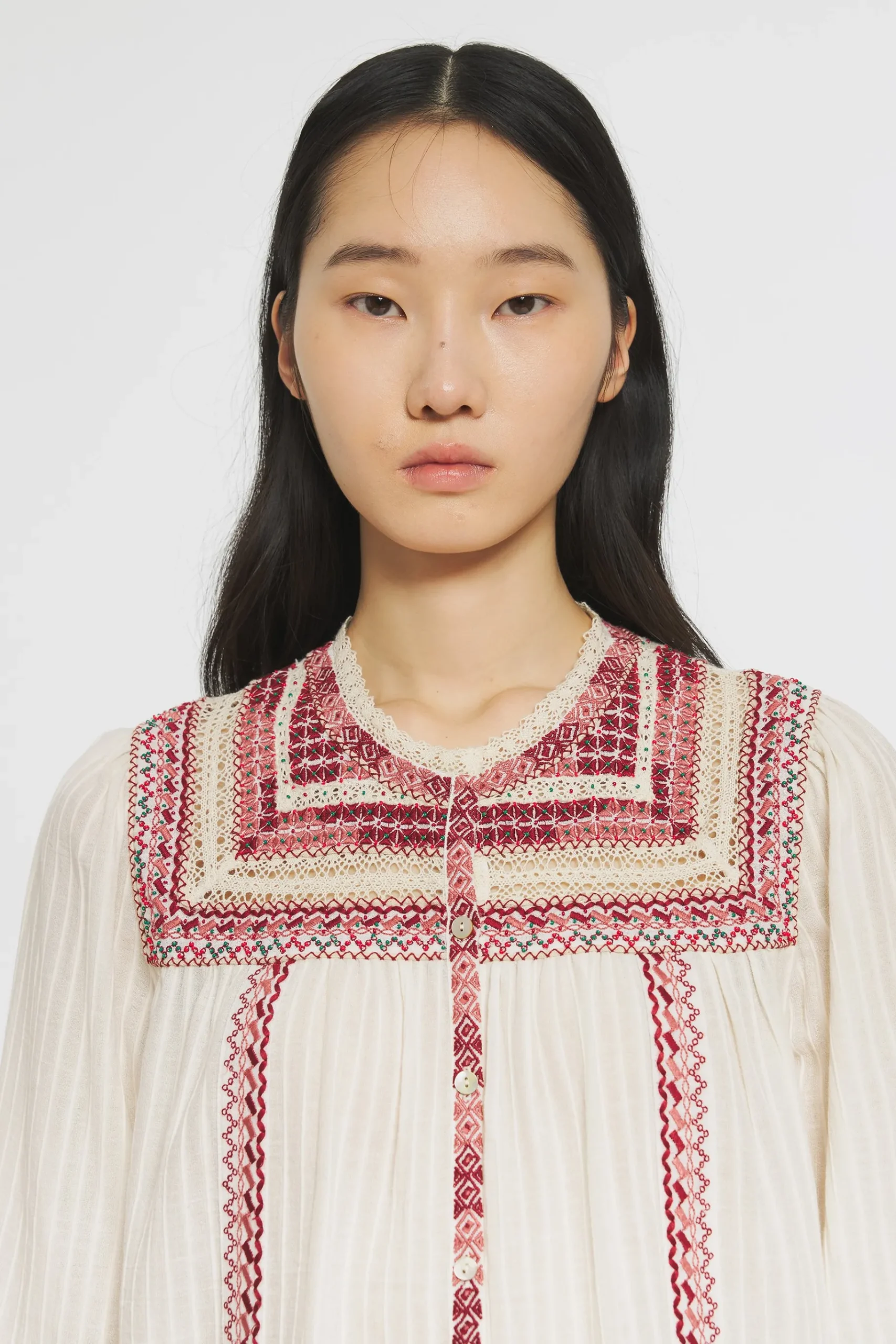 ANTIK BATIK Tamara Embroidered blouse Cream Cheap