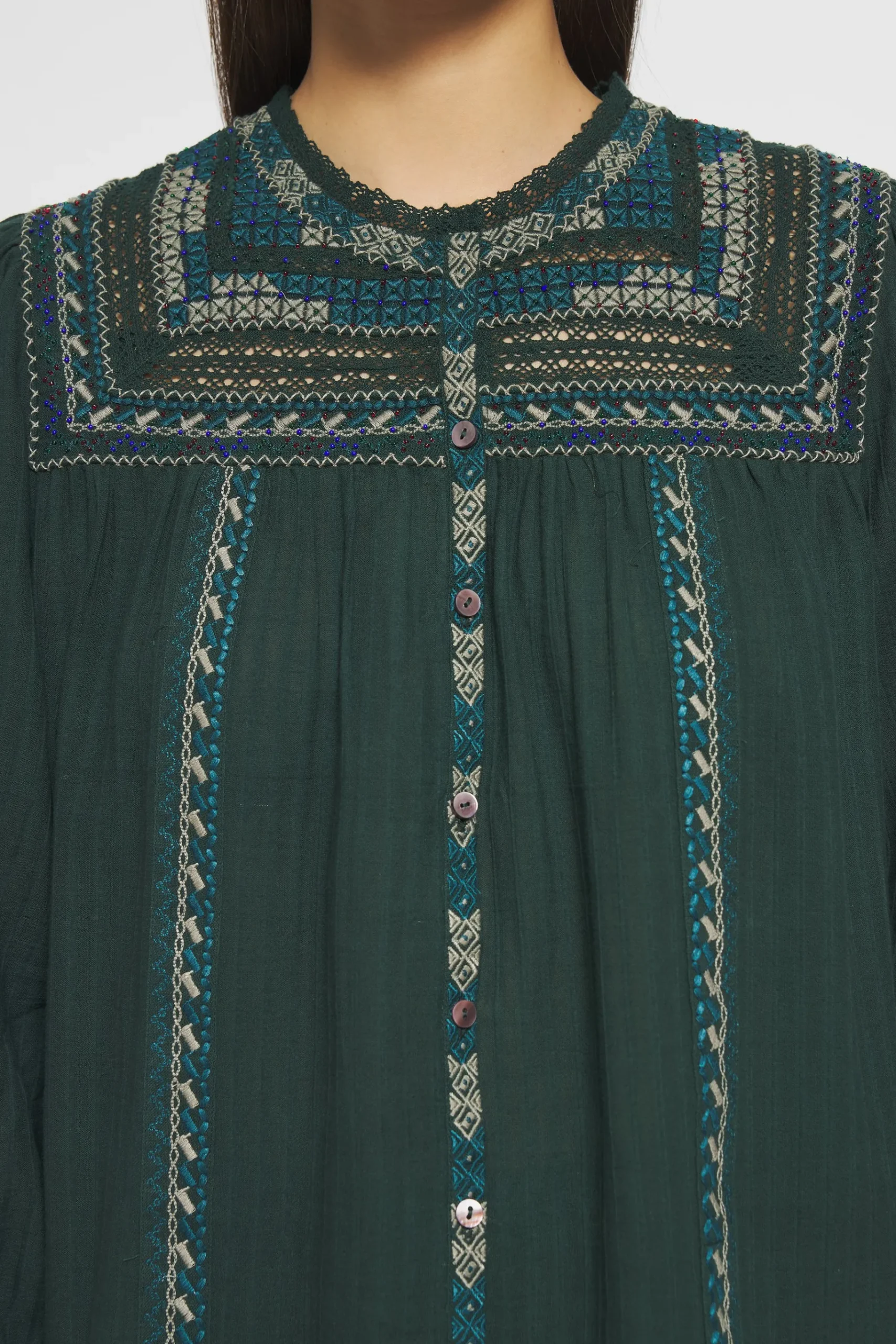 ANTIK BATIK Tamara Embroidered blouse Green Hot