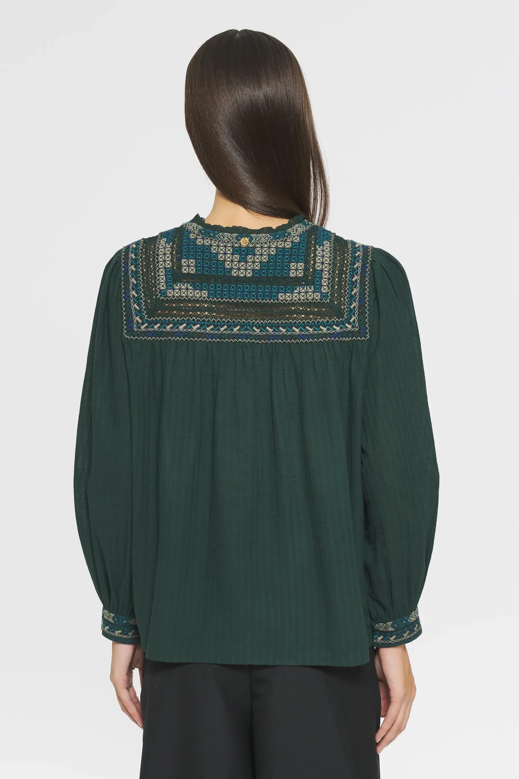 ANTIK BATIK Tamara Embroidered blouse Green Hot