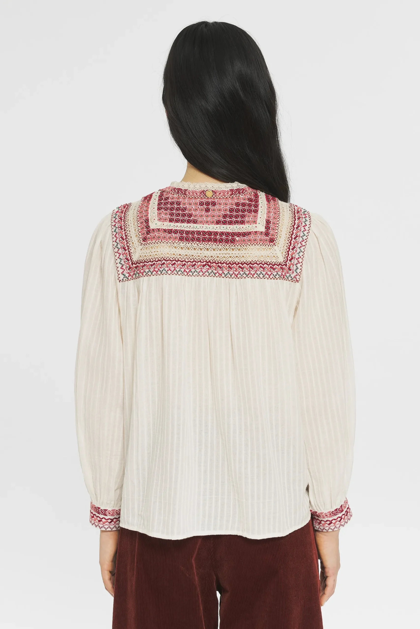 ANTIK BATIK Tamara Embroidered blouse Cream Cheap