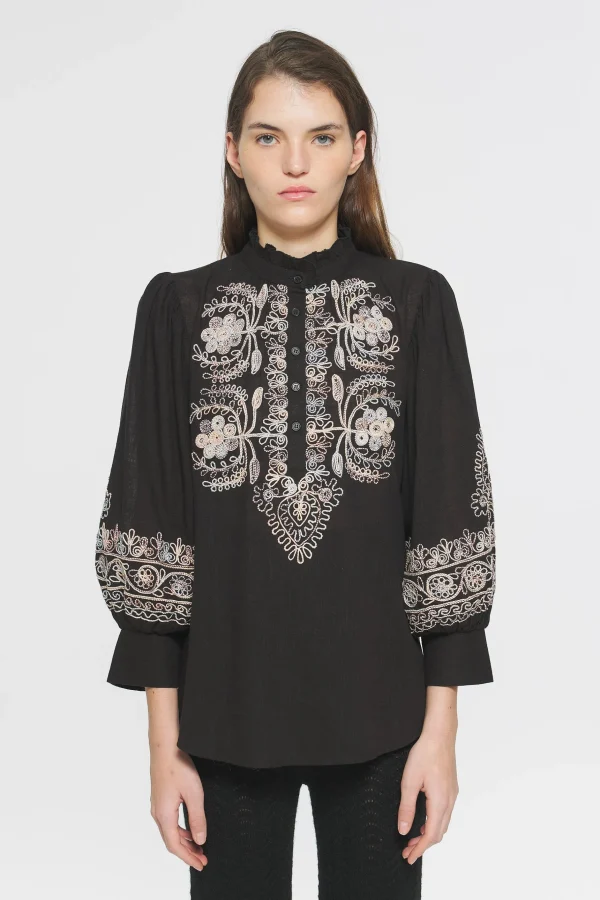 ANTIK BATIK Ziggy Embroidered blouse Black Shop
