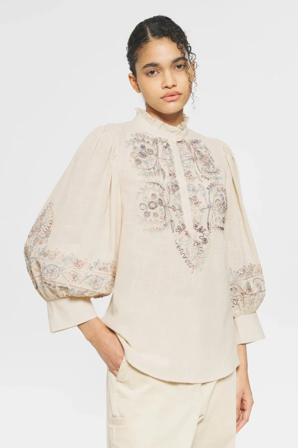 ANTIK BATIK Ziggy Embroidered blouse Cream New