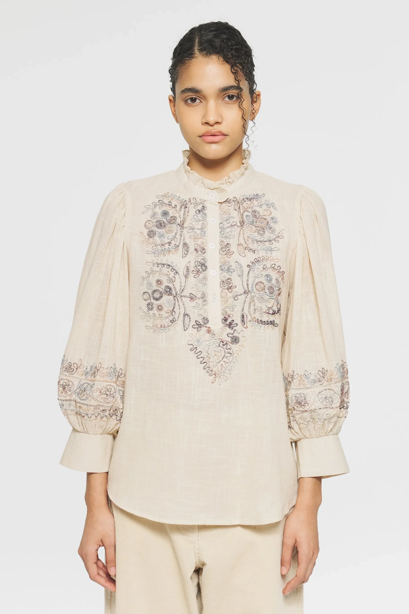 ANTIK BATIK Ziggy Embroidered blouse Cream New