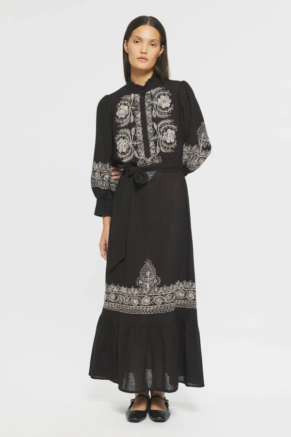 ANTIK BATIK Ziggy Embroidered maxi dress Black Fashion